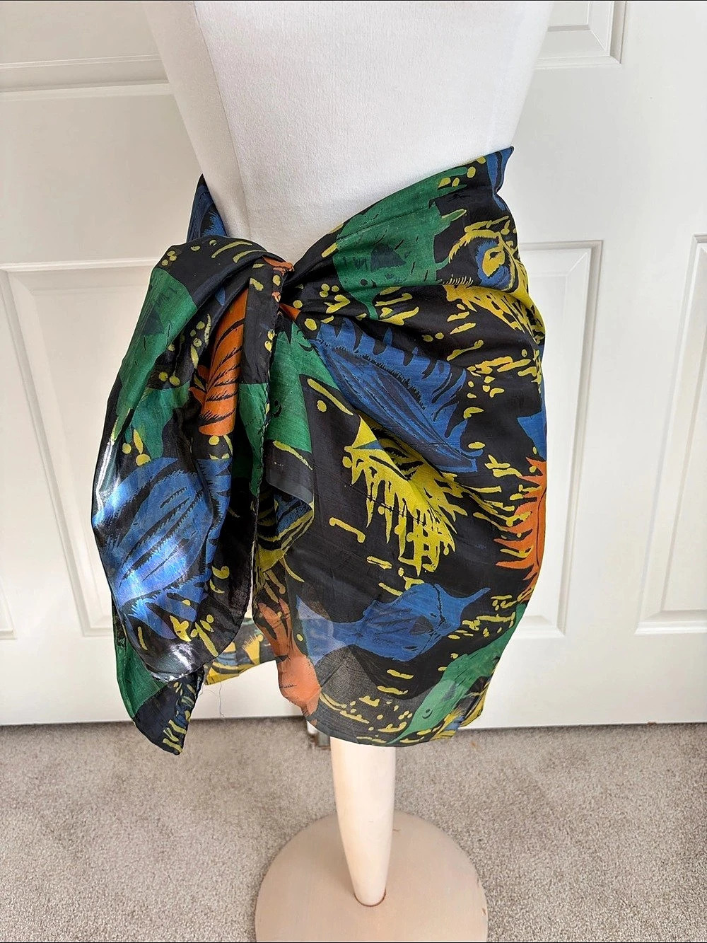 Abstract Print Scarf in Blue & Green Like New
